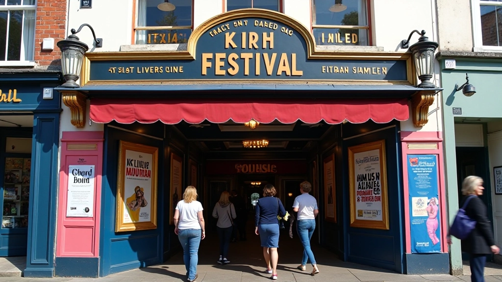 Dublin literary festival marquee with author photos and event schedule displayed prominently at venue entrance